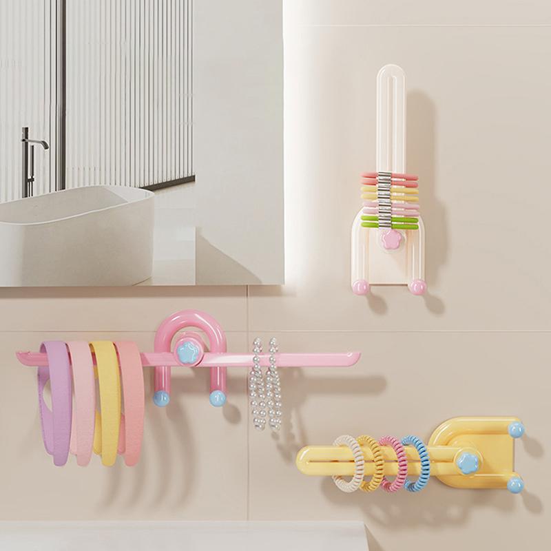 1Pcs Plastic Hairband Storage Hook L-Shape Space Saving Hair Tie Display Holder Waterproof Scrunchies Storage Rack Kitchen