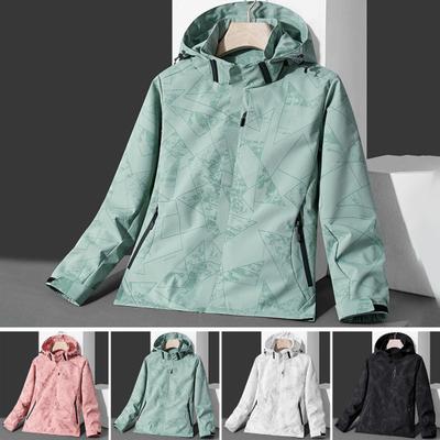 Sport Jacket Hooded Long Sleeve Camouflage Print Loose Fit Coat Windproof No Inner Liner Printing Trench Coat