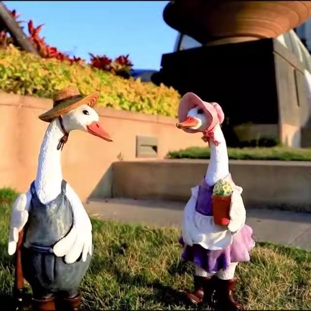 Resin Animal Sculpture Cartoon Miniatures Figurine Micro Landscape Ducks Statue  Gift