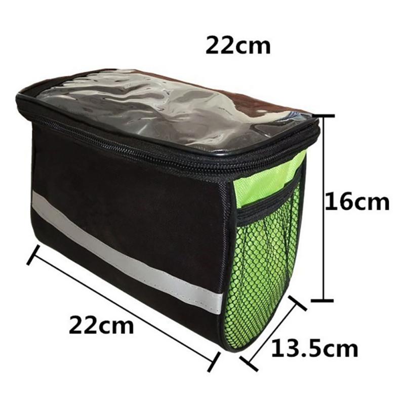 Bicycle Front Handlebar Bag Multifunction Portable Reflective Strip Bike Frame Pannier Shoulder Bag