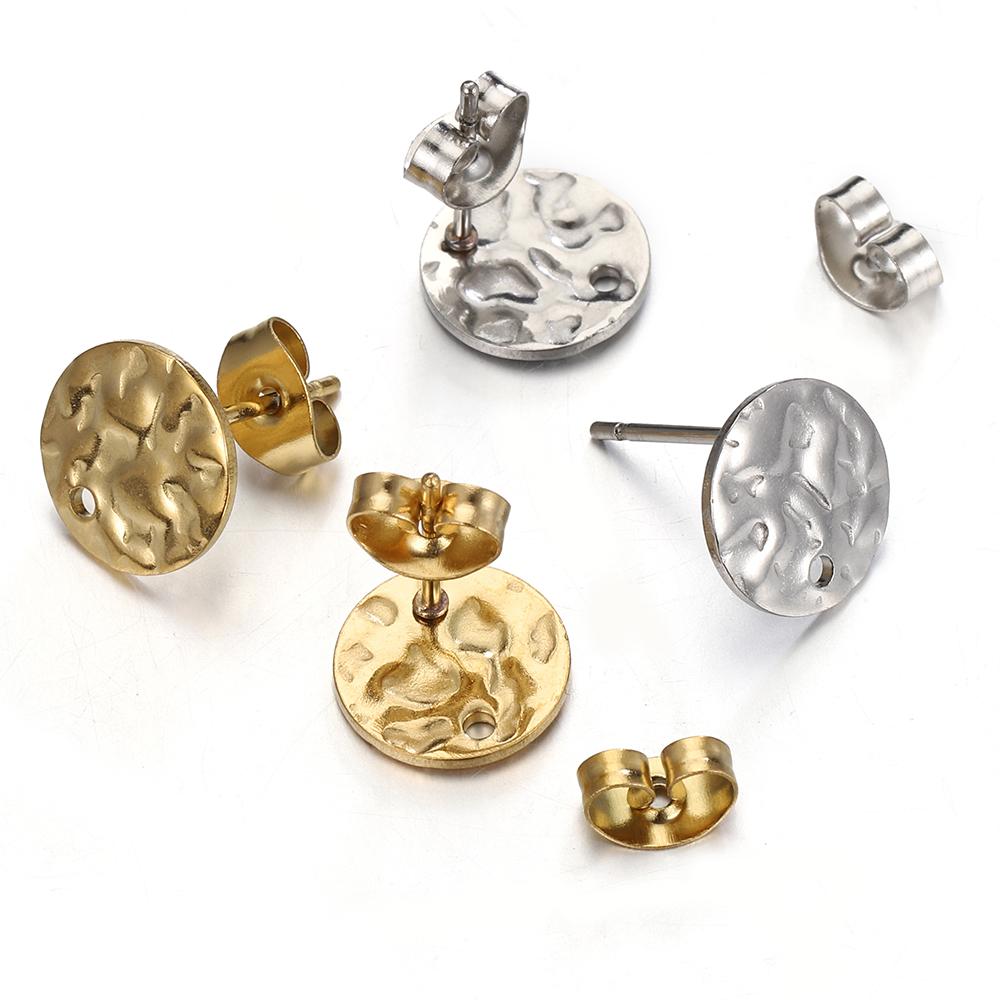 5Pairs Stainless Steel Embossing Round Ear Studs Ear Plug Set Earring Posts Back Stoppers Earrings Piercing DIY Jewelry Making