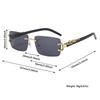 Stylish Leopard Decor Rectangular Sunglasses Cut-Edge UV400 Protection Rimless Shades Metal Frame Sun Glasses for Women & Men