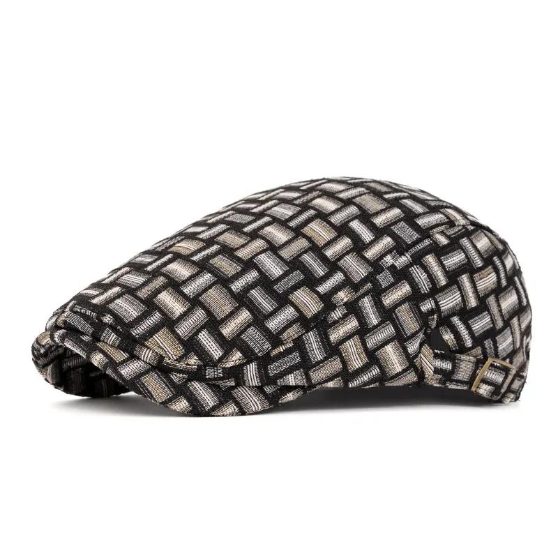 

Spring Plolyester Print Newsboy Caps Men Flat Cap Women Painter Beret Hats 43 56-60cm wear
