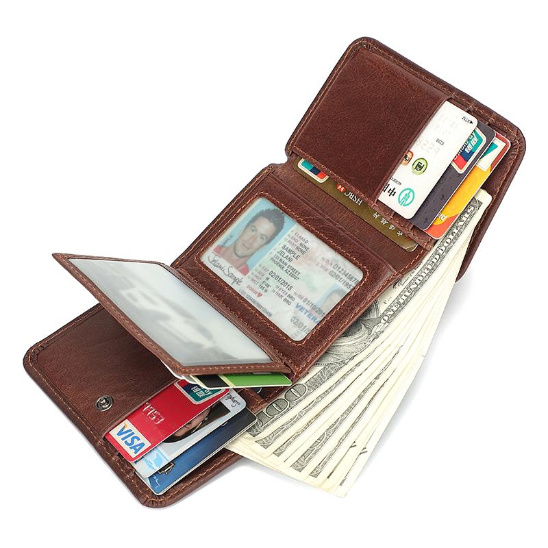 

Короткий кожаный кошелек-трифолд для мужчин, RFID-кошелек, многофункциональный короткий кошелек из натуральной кожи, большой вместимости, держатель для карт, для бизнеса кофейный