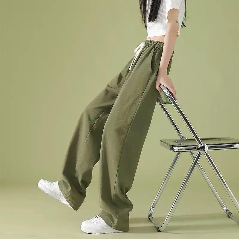 2026 Summer Women's Wide-Leg High-Waisted Loose Suit Pants with Double Buttons and Drawstring - Lightweight and Casual