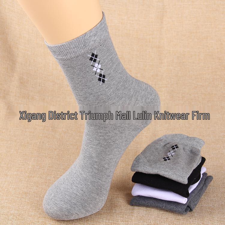 

ML004 Корейские носки аргайл средней посадки, дышащие, мужские, хлопковые светло-серый