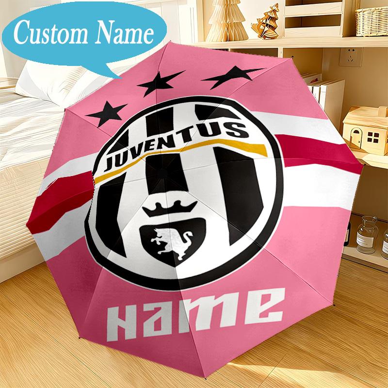 Custom Name Umbrella Juventus Team Crest Umbrella 8-Frame for Travel, Camping, Casual Lightweight Portable, Essential for Family Gifts