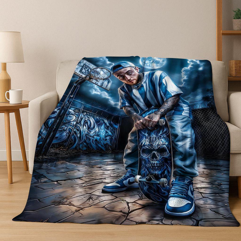 2026 New Legend Rappers Star Art Cartoon Hip Hop Flannel Blanket,Cozy Soft Throw Blanket for Home Bedroom Bed Sofa Cover Gift