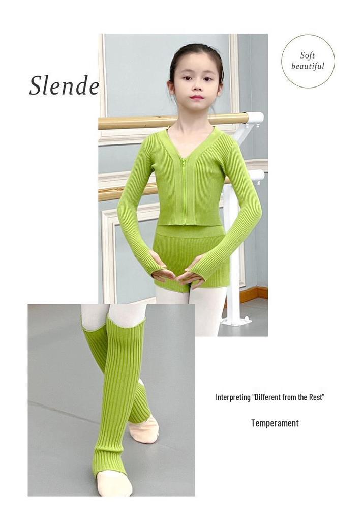 Girls' Autumn/Winter Dance Practice Sweater Shawl Jacket with Zipper – Warm Outerwear Top