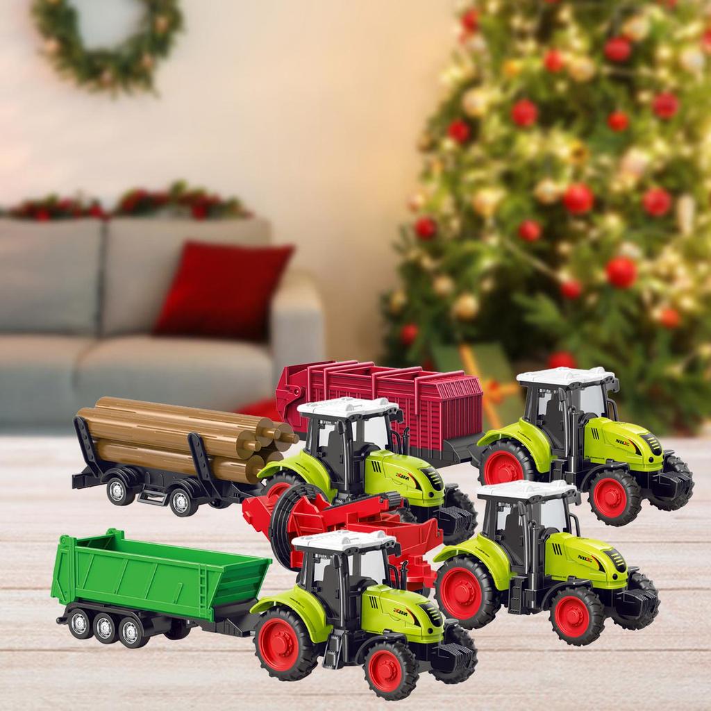 Farm Tractor Truck Toy Play Vehicle Engineer Car Friction Powered Push and Go for Children Ages