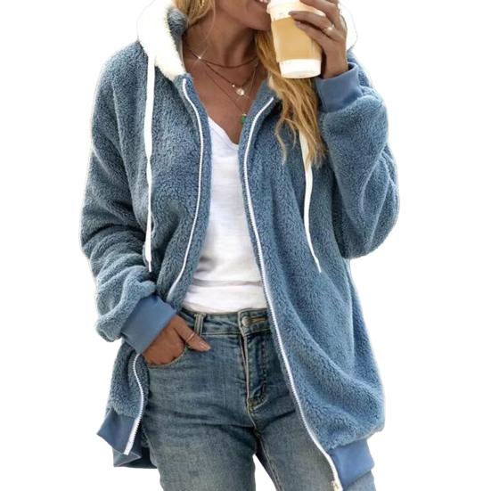 Sherpa Jacket for Women Winter Fuzzy Zip Up Fleece Sweatshirt Casual Warm Drawstring Hooded