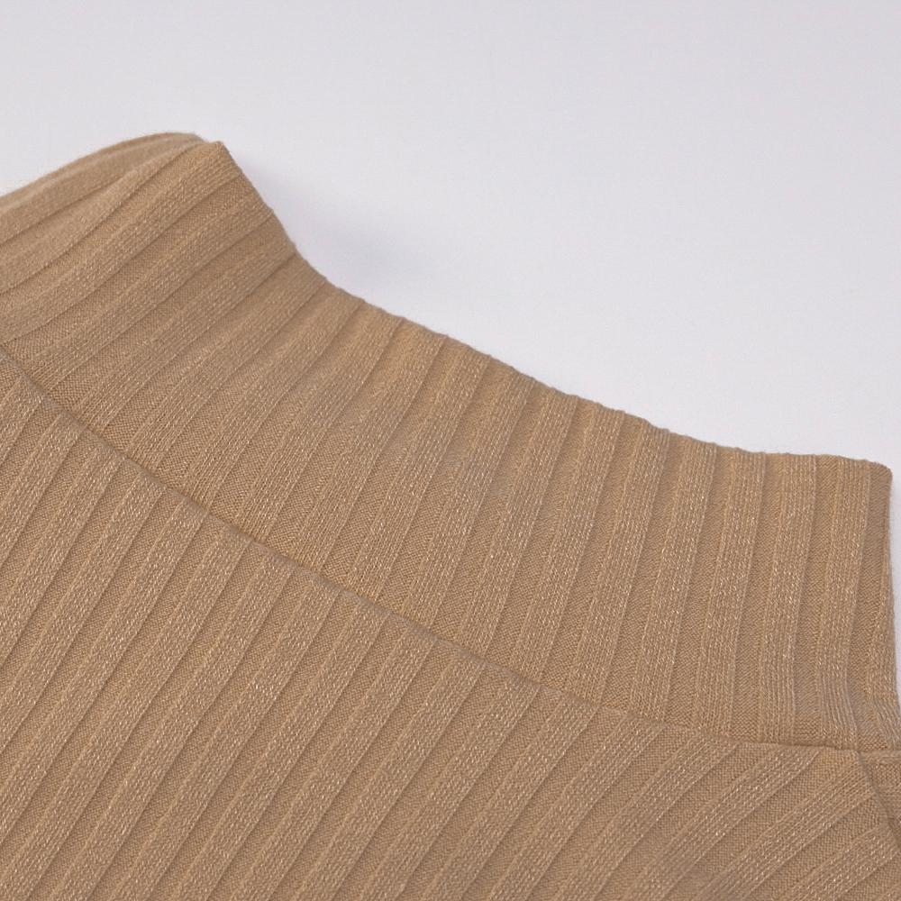 Langarm Rippen Geraffte Bandage Sexy Mini Kleid Herbst Winter Frauen High Neck Gestrickte Reine Party Elegante Outfits