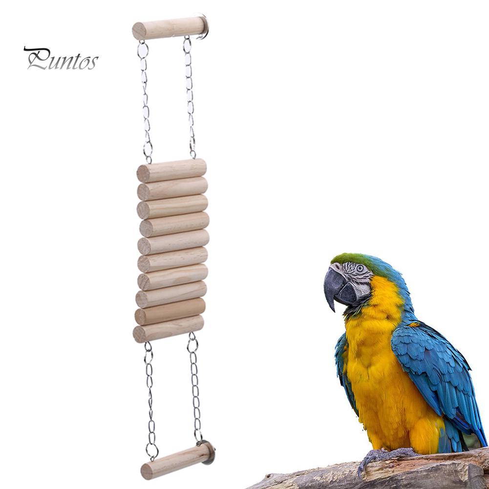 Puntos Chew Toy Pet Small Hamster Birds Parrot Wooden Hanging Swing Hammock Stand Cage