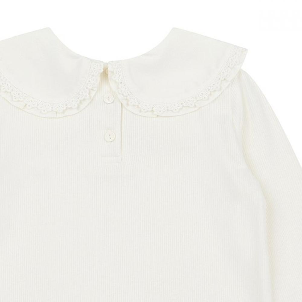 Tiffany Ivory Ribbed Collar T shirT