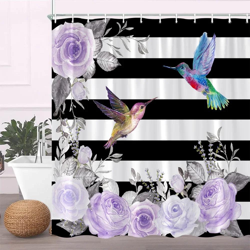 Unframed Plant Flower Shower Curtains Dandelion Watercolor Butterfly Floral Bath Screen Garden Bathroom Accessories Set Home D
