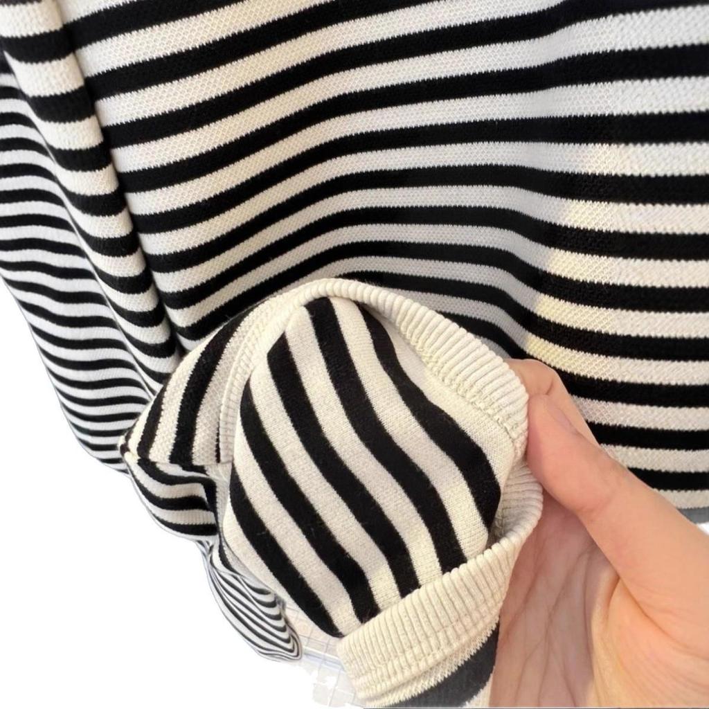 Niszowa bluza w paski z blokami kolorów - Jesień/Zima 2025, Luźny sweter z długim rękawem