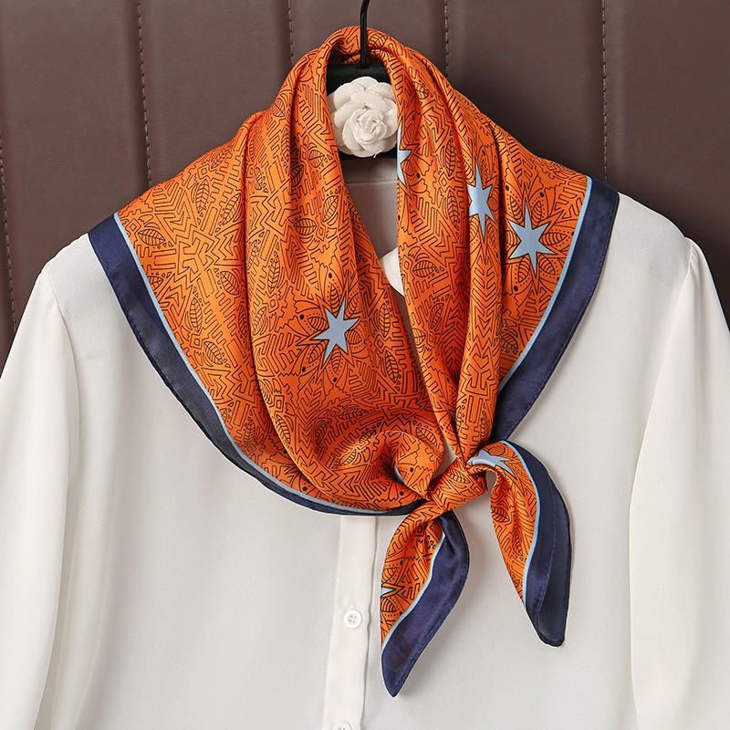 New Luxury Brand Silk Square Plaid Scarf Women Satin Neck Hair Tie Band Soft work neckerchife  NEW Hijab Head Female Foulard