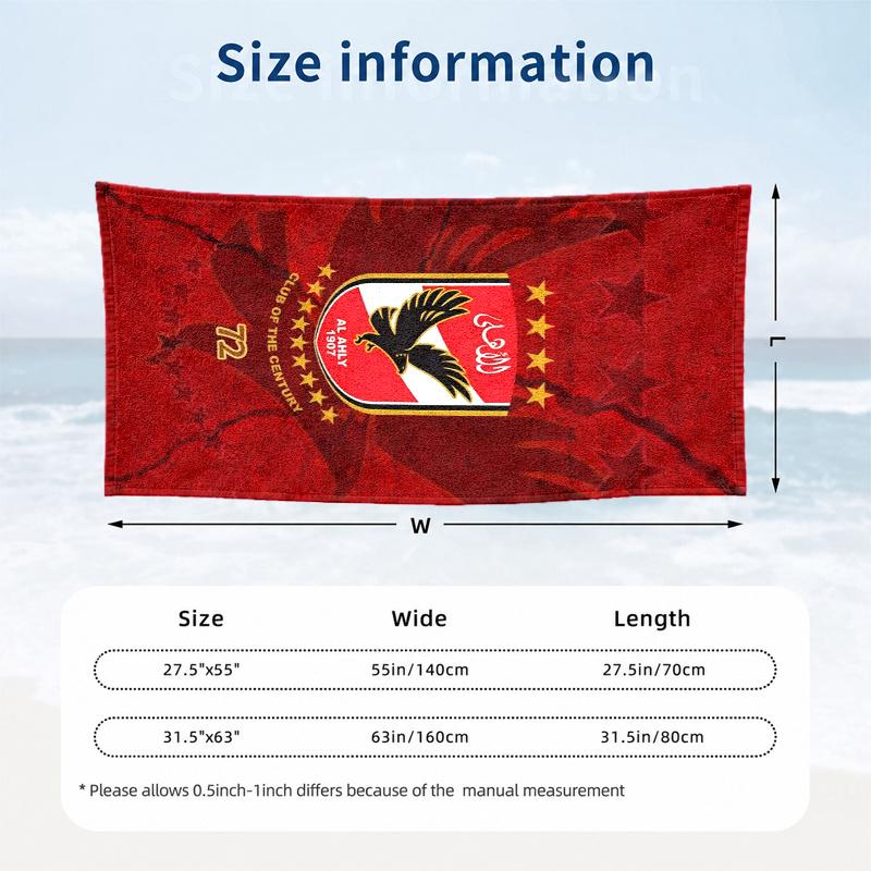 Al Ahly FC Beach Towel Quick Dry Soft MicrofiberSand Resistant Oversized Cabana Bath Sheet for Swimming Pool Travel Gift