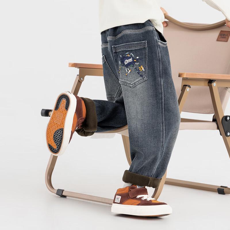 Boys Fleece-Lined Straight Loose Fit Denim Jeans 110