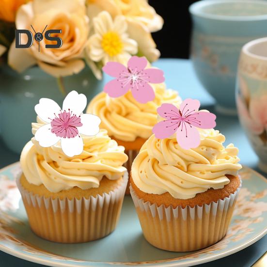 Decoraciones comestibles de flores de papel para pastel, cerezo sakura, postre, adornos para pastel, bodas, fiesta de cumpleaños, accesorios para pastel