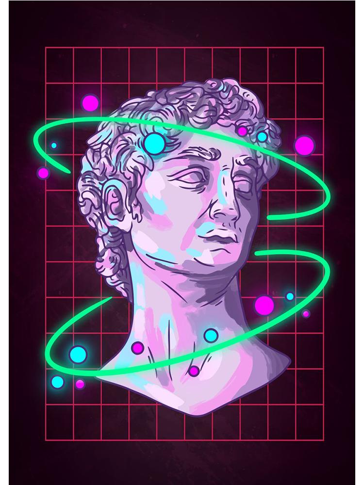 Neon Effect Vaporwave Glitch Sculpture Posters Print Canvas Painting Abstract Wall Art Picture For Modern Living Room Home Decor