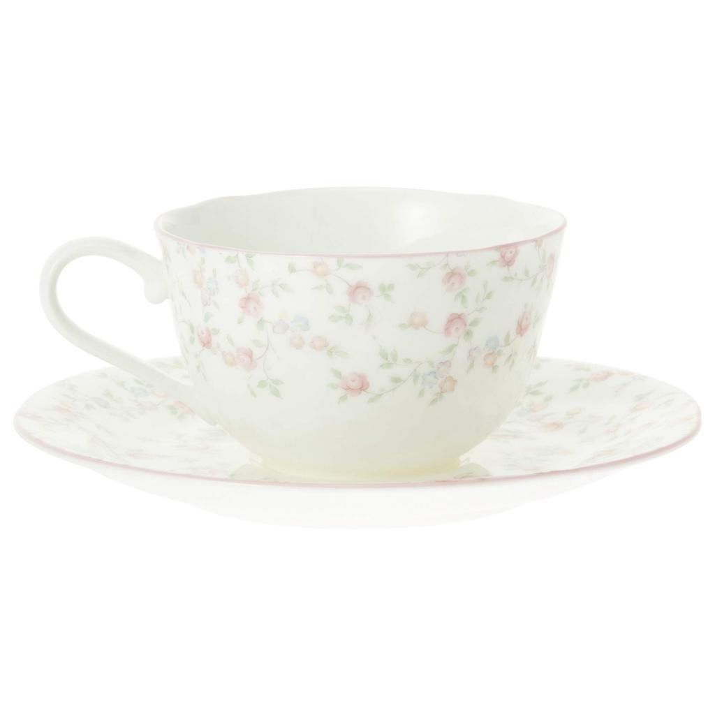 Noritake Tasse Untertasse 220cc Cutie Rose Mikrowellen Knochen Set von & (Paar Set) (Kaffee Tee) Design, Sicher, China, 2, P59387A/9940