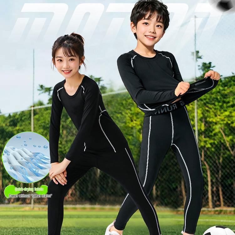 Boys' Quick-Dry Running Tights & Fitness Base Layer Set for Autumn/Winter