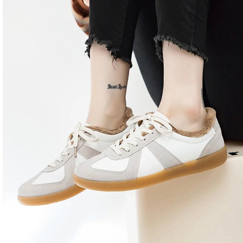 Unisex tenisky velikost 35-44 Dámské kožené ležérní boty Německé tenisky Tenisky na ploché podrážce Protiskluzové skate boty Boty na chůzi a jogging