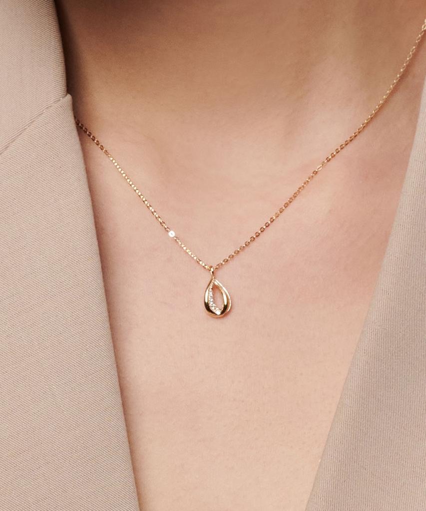 Loveenb [14K Gold] Modern Teardrop Necklace