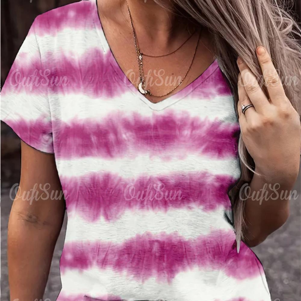 Tricou Nou pentru Femei Simplu cu Imprimeu Grafic Mărimi Mari Top de Vară Îmbrăcăminte Femei Oversize Designer Cămașă cu Mânecă Scurtă Femei Decolteu în V