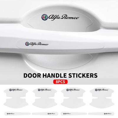 8Pcs Transparent Car Door Handle Bowl Decoration Badge Sticker For 159 Mito Stelvio Brera Spider Giulietta Giulia