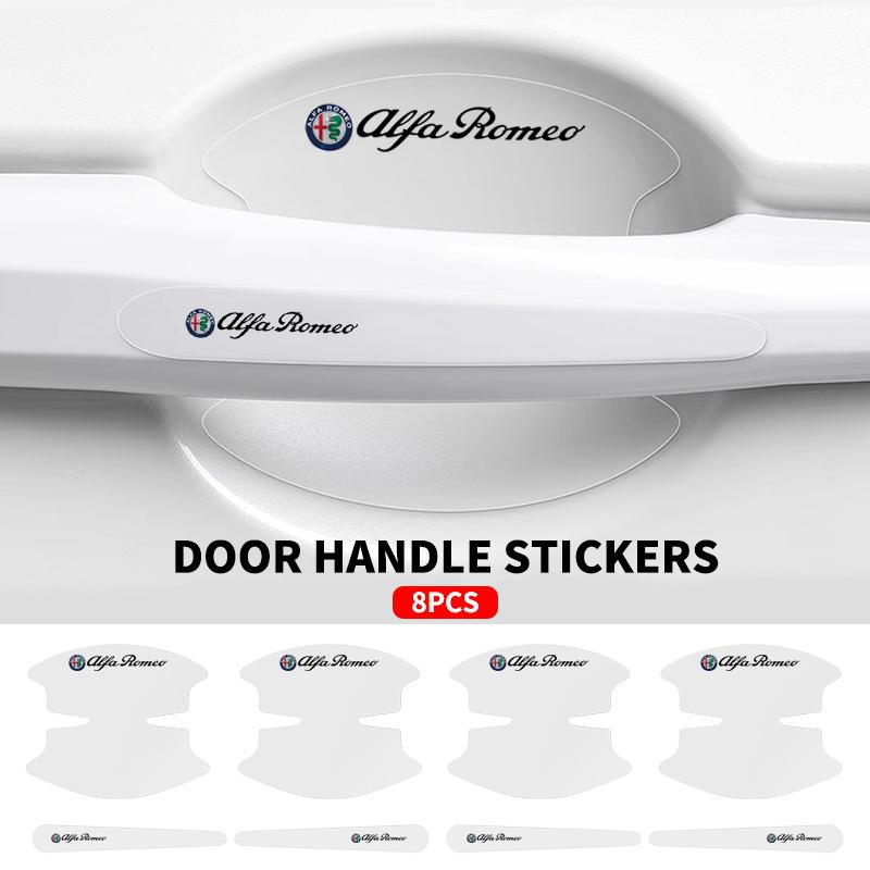 XTXG4 8Pcs Transparent Car Door Handle Bowl Decoration Badge Sticker For Alfa Romeo 159 Mito Stelvio Brera Spider Giulietta Giulia