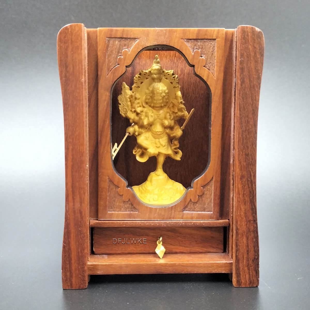 

Деревянная статуя Будды Ушнишавиджая Маленький буддийский алтарь Эзотерический буддизм Божество-хранитель туалета Резьба по дереву Украшение + (Божественный туалет) чёрный