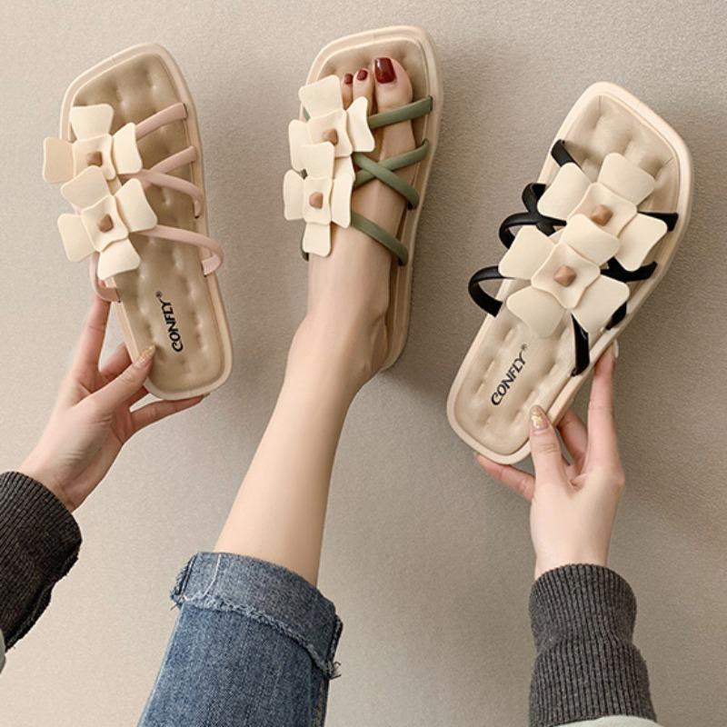 Fashion Women's Slippers And Ladies Sandals Slides White Junior Shoes House Summer 2024 Black Home Luxury Stylish Low Price Sale W