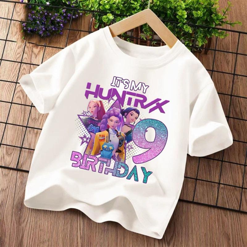 Kids Girls T-Shirt, Rainbow Heart & Butterfly Print Short Sleeve Casual Cotton Tee for Daily & Summer