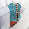 Blue Floral Silk Dress Women's Summer Mulberry Silk Skirt New Arrival Round Neck Dress Elegant Slim Fit Skirt