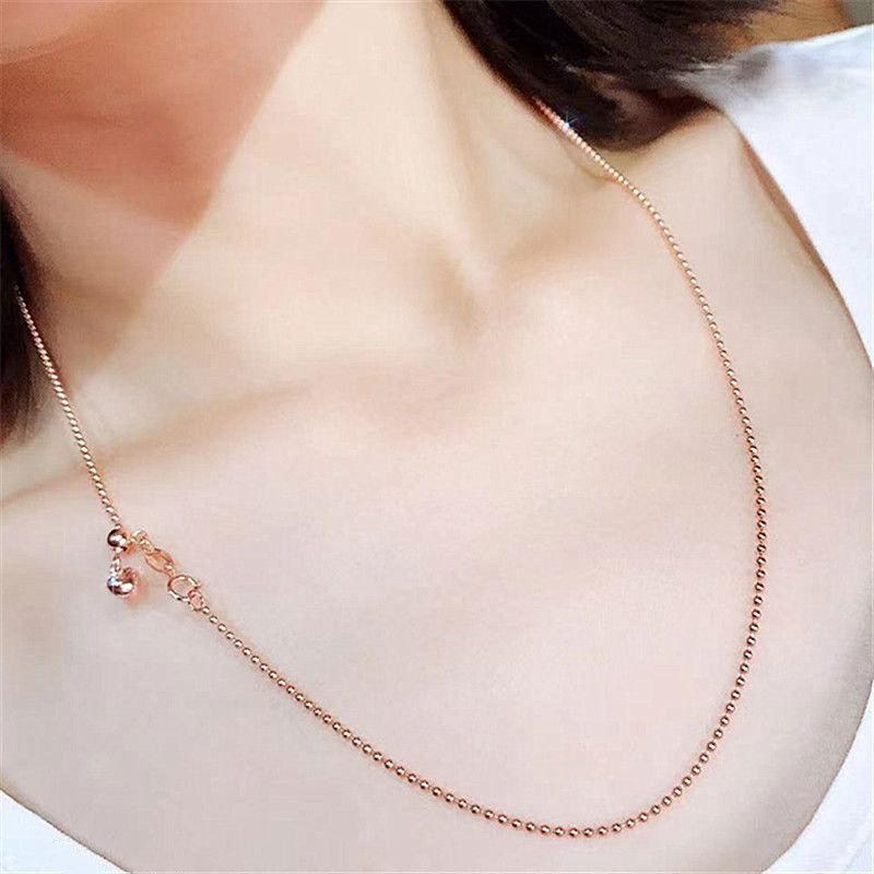 Exquisite 585 Russian Purple Gold Beaded Glossy Heart-Shaped Colored Gold Simple Temperament Fashion-Plated Rose Gold Necklace