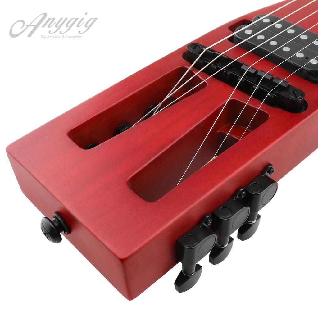 Anygig Portable Travel Electric Guitar, 82cm, 1.6kg, Brown, Sapele 25.5 Full-Scale, Right-Handed, with Gig Bag