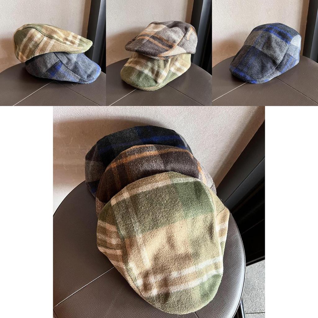 Vintage Style Plush Blend Eightsided Cap With Adjustable Size For Fall Season Fashion