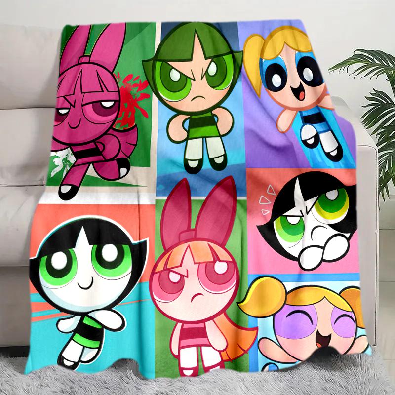 1PC The Powerpuff Girls printed blanket, all season lightweight home office outdoor nap multifunctional blanket A13