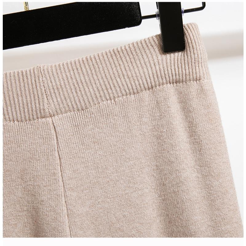 Dimanaf 2025 Autumn Plus Size Harlen Knitted Pants New Women Fashion Loose Vintage Wide-leg Pants