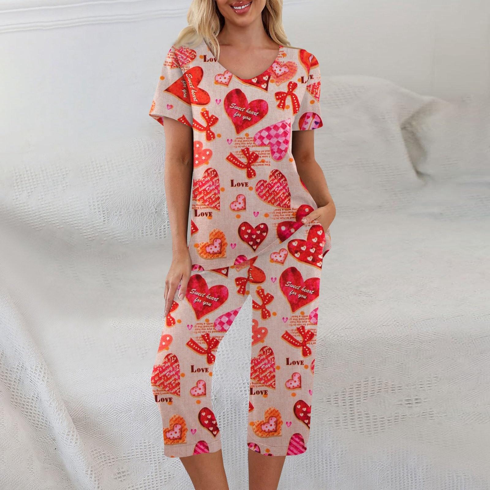

2 Piece Sets For Women Summer Short Sleeve Top And Pants With Pockets Workout Soft Sets XXXL винний