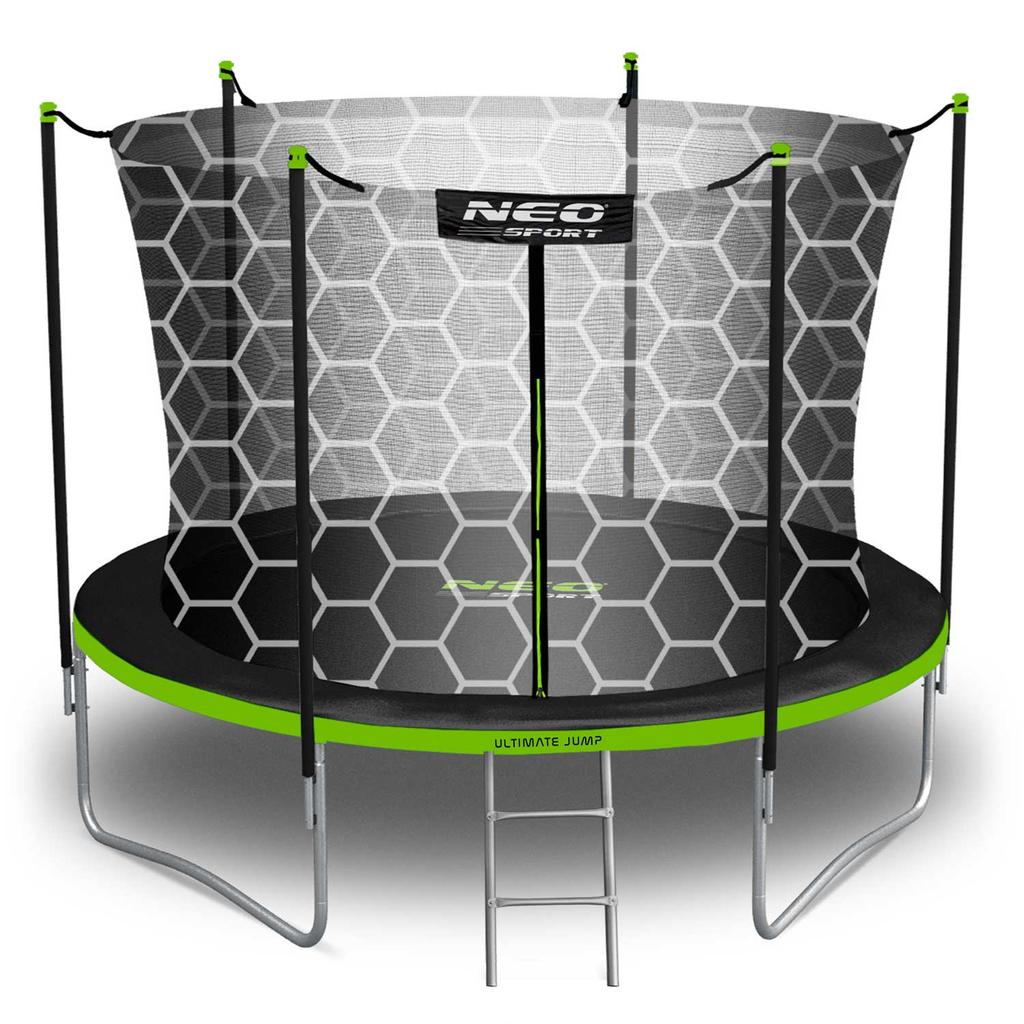 Trampolina Ogrodowa 8Ft/252Cm Z Siatką Wewnętrzną I Drabinką Neo-Sport