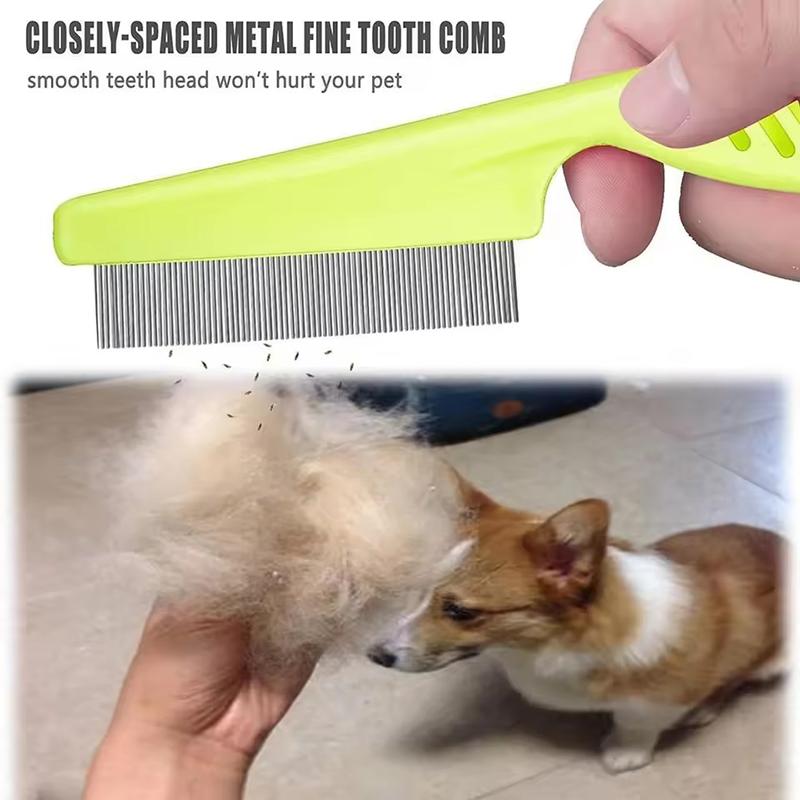 Flea Comb Dog Cat Hair Removal Brush Stainless Steel Dense Teeth Inline Comb Portable Pet Universal Grooming Cleaning Supplies