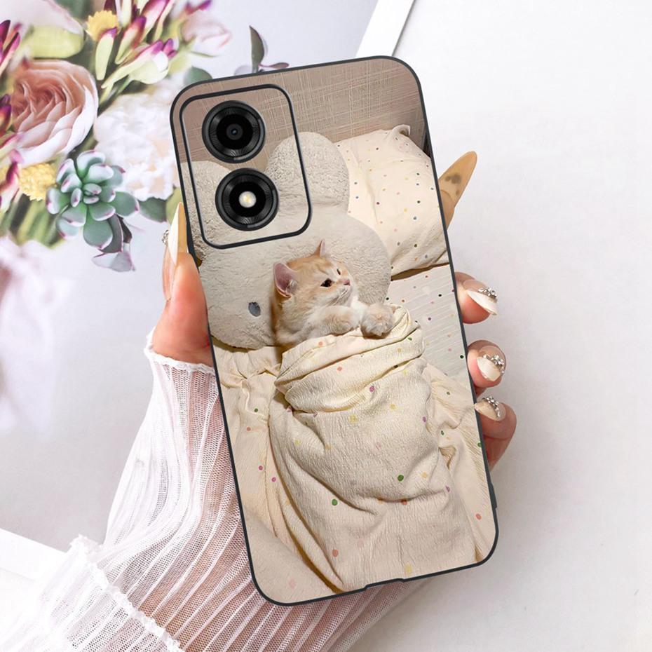 Cute Printing Phone Case For Motorola Moto E14 Soft Black Silicone TPU Cases For Moto E14 Covers Bumpers