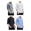 Camisa masculina de manga comprida, cor sólida, botão, cardigan, lapela, casual, camisa de primavera para trabalho