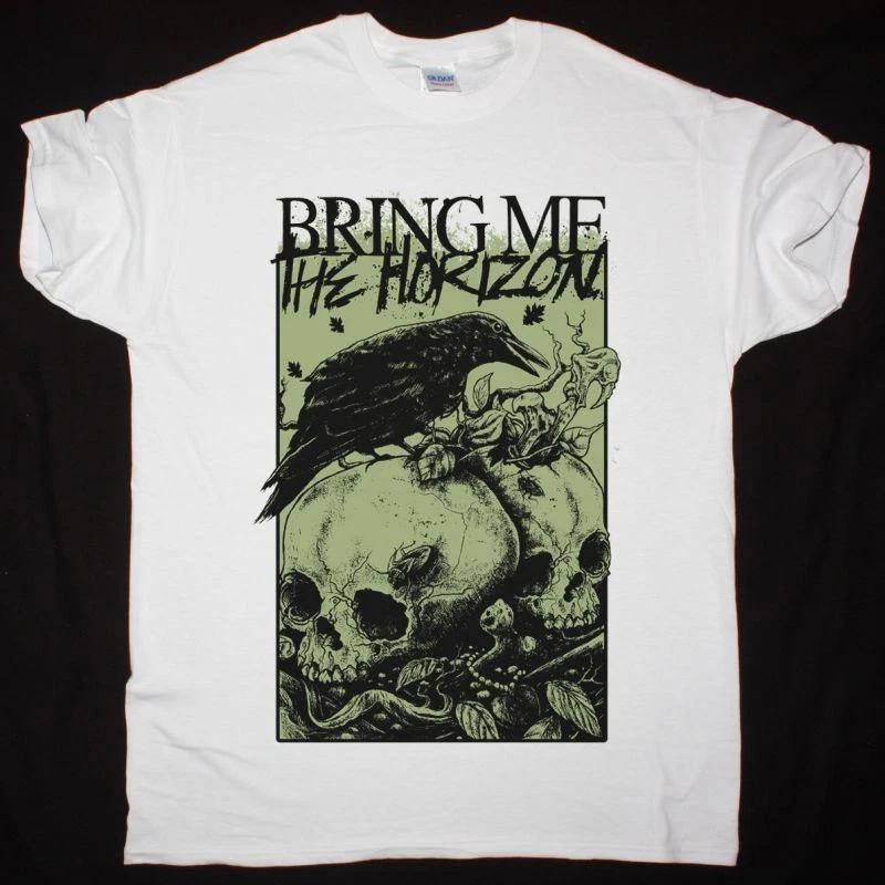BRING ME THE HORIZON RAVEN AND SKULLS Cotton White T Shirt All Size US124 L