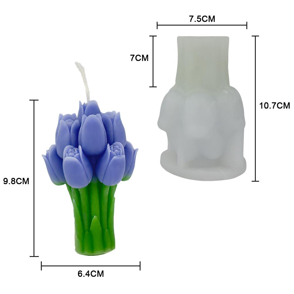 3D Lavender Tulip Bouquet Aroma Candle Silicone Mold DIY Valentine's Day Gifts Flower Ornaments Molds Handmade Soap Mould