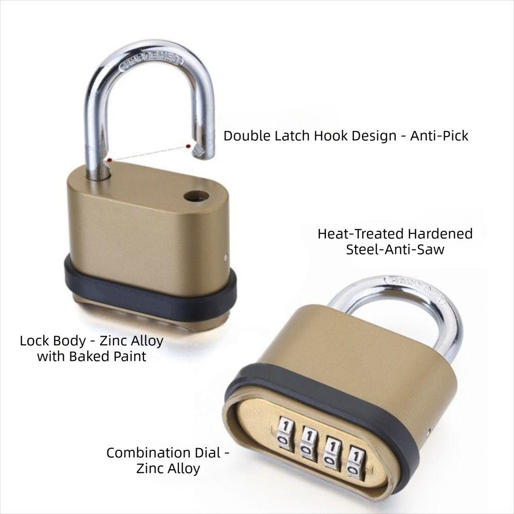Zinc Alloy Combination Padlock Rustproof Padlock Hardware No Key Code Lock  Indoor Outdoor Use