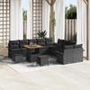 vidaXL 13-piece Garden Sofa Set with Black Poly Rattan Cushions, vidaXL 2-seater Garden Sofa 3362189